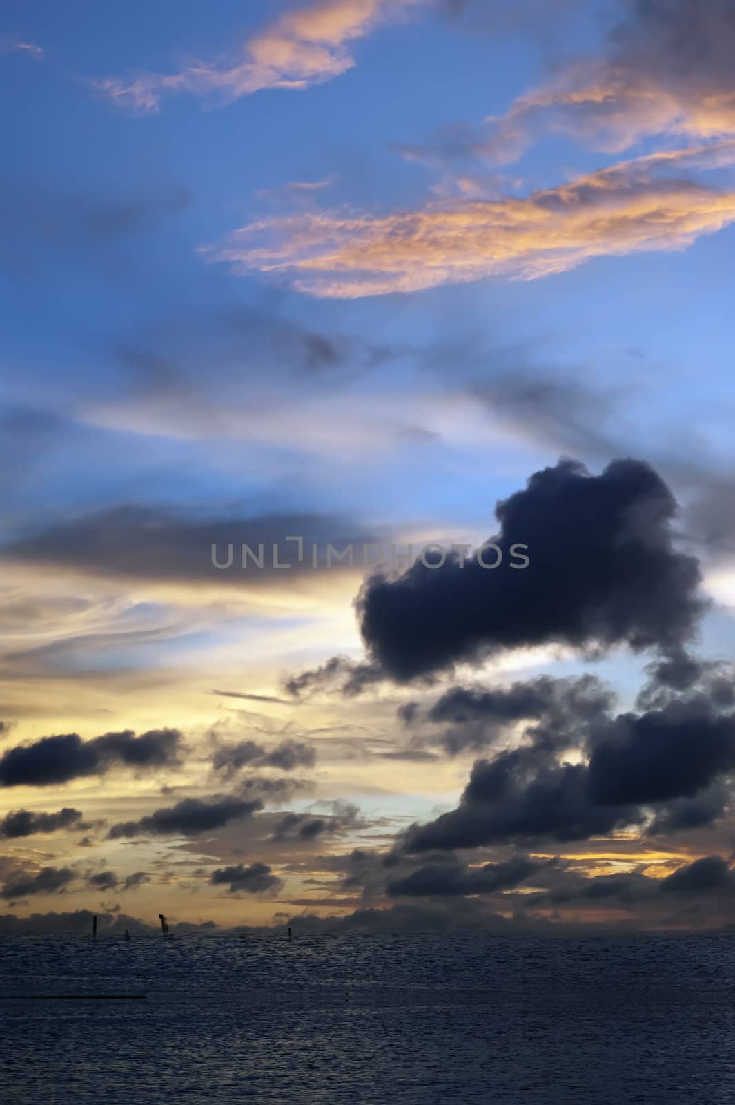 beautiful landscape of sky and water at Sunrise