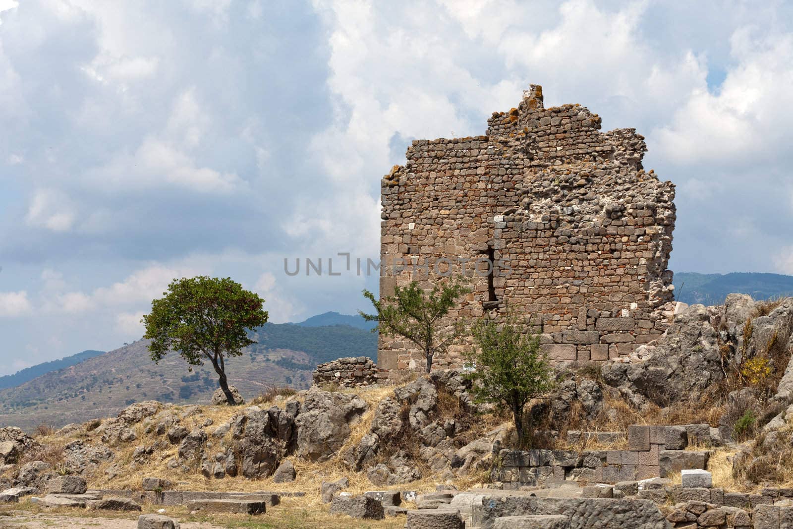 Ruins in ancient city of Pergamon, Turkey 