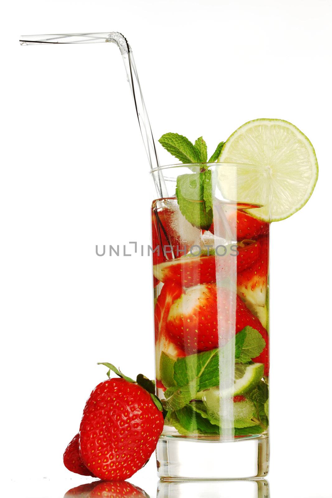 strawberry mojito isolated on white