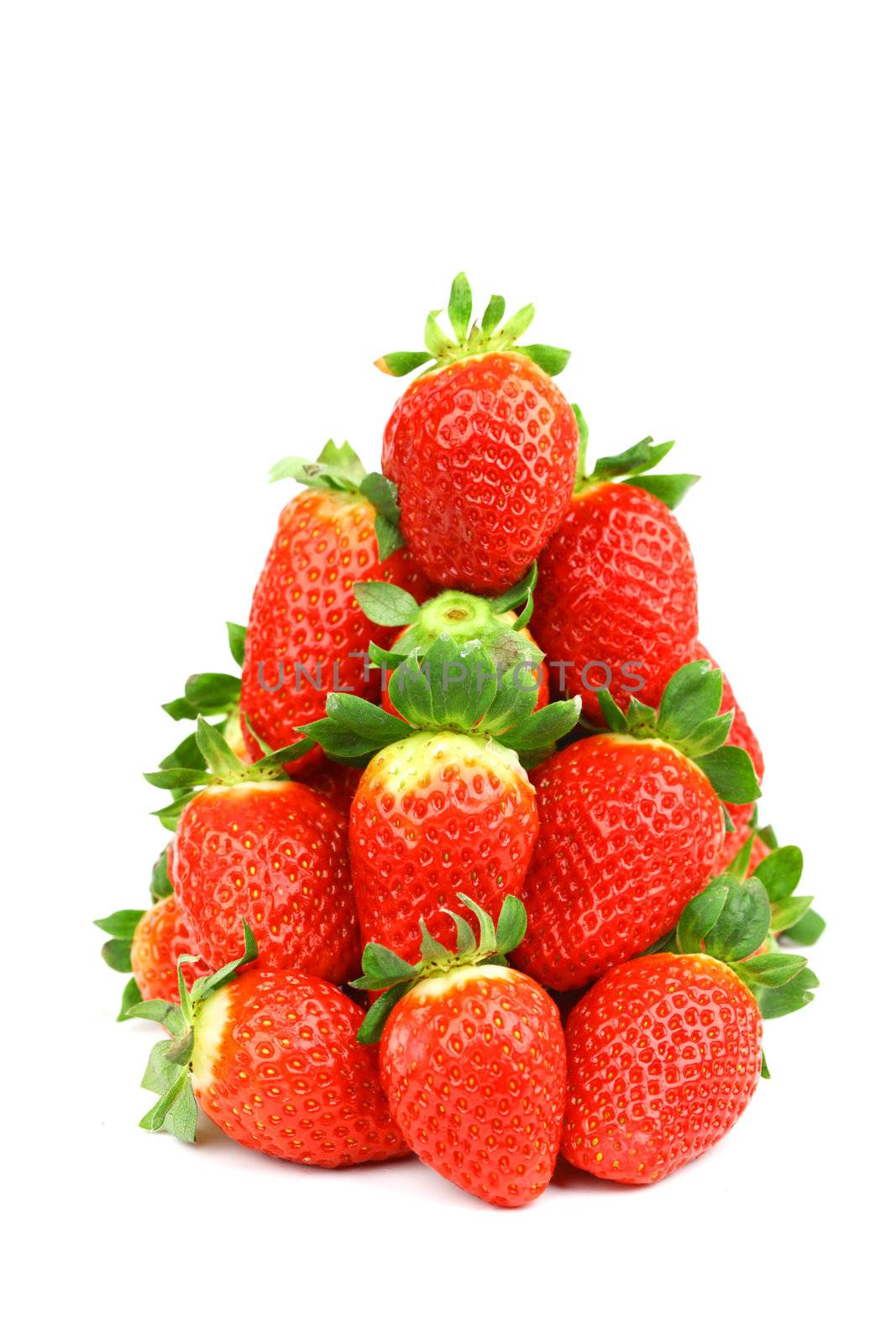 strawberry pile isolated on white background