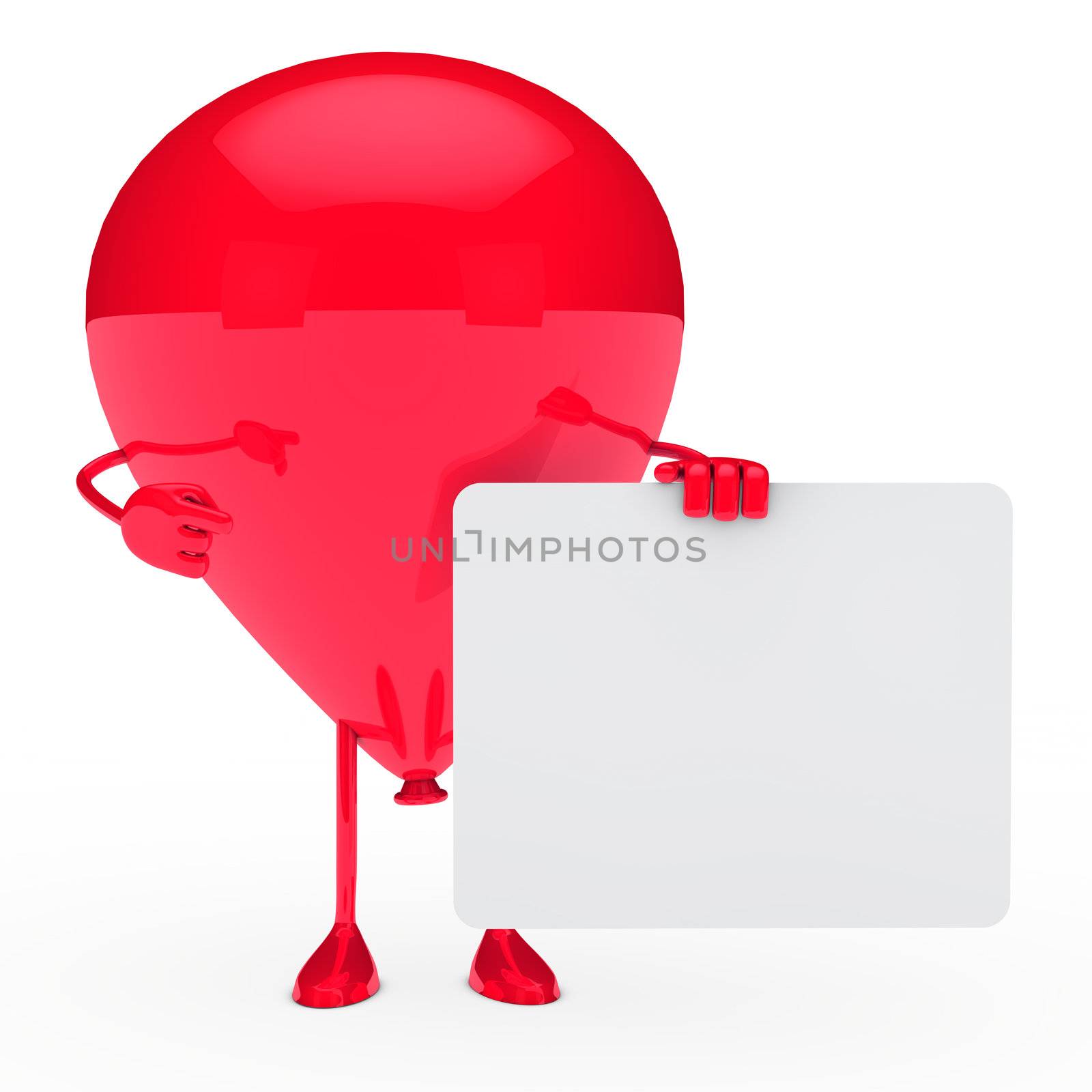 red party balloon shows finger on billboard