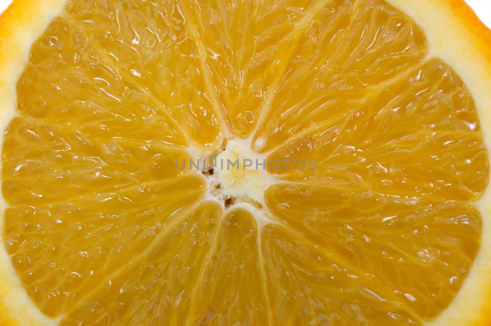 Juicy yellow orange in the context of a close-up