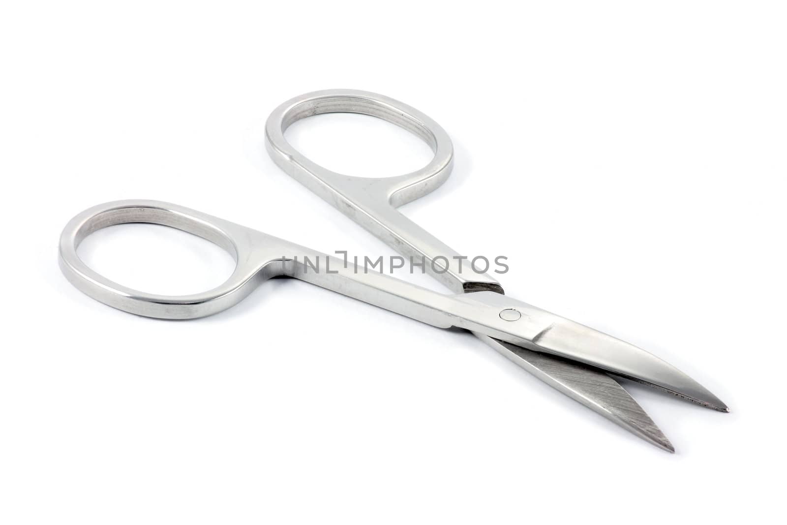 Manicure Scissors Curved Tip Open On A White Background