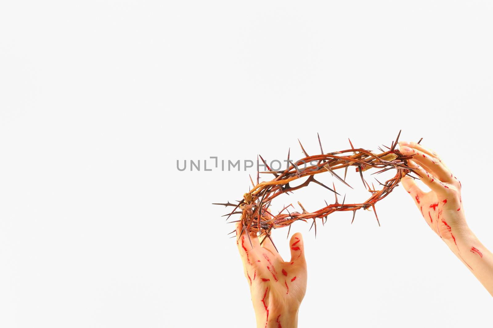 crown of thorns and bloody hands