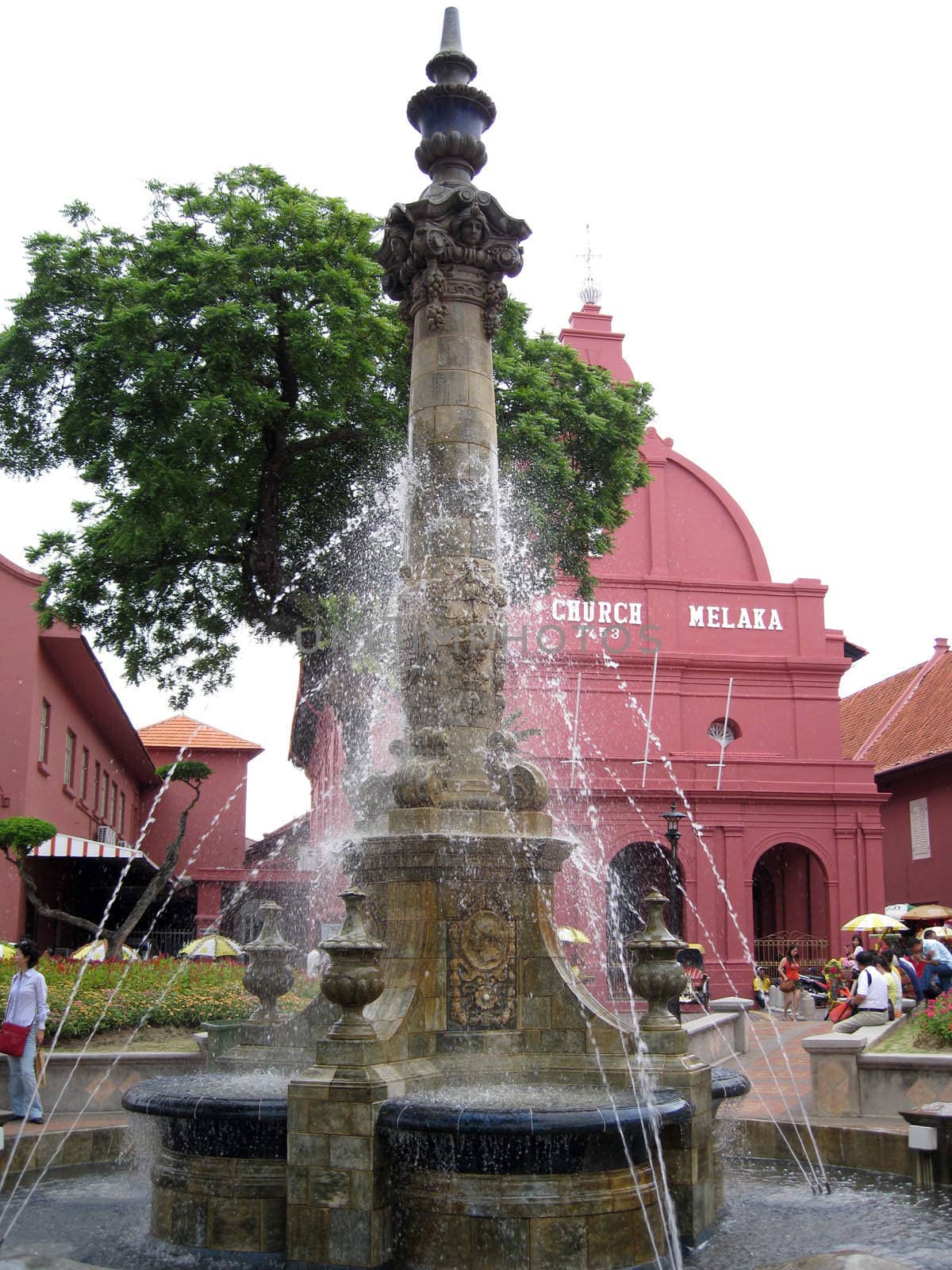 a fountain in front of melaka church