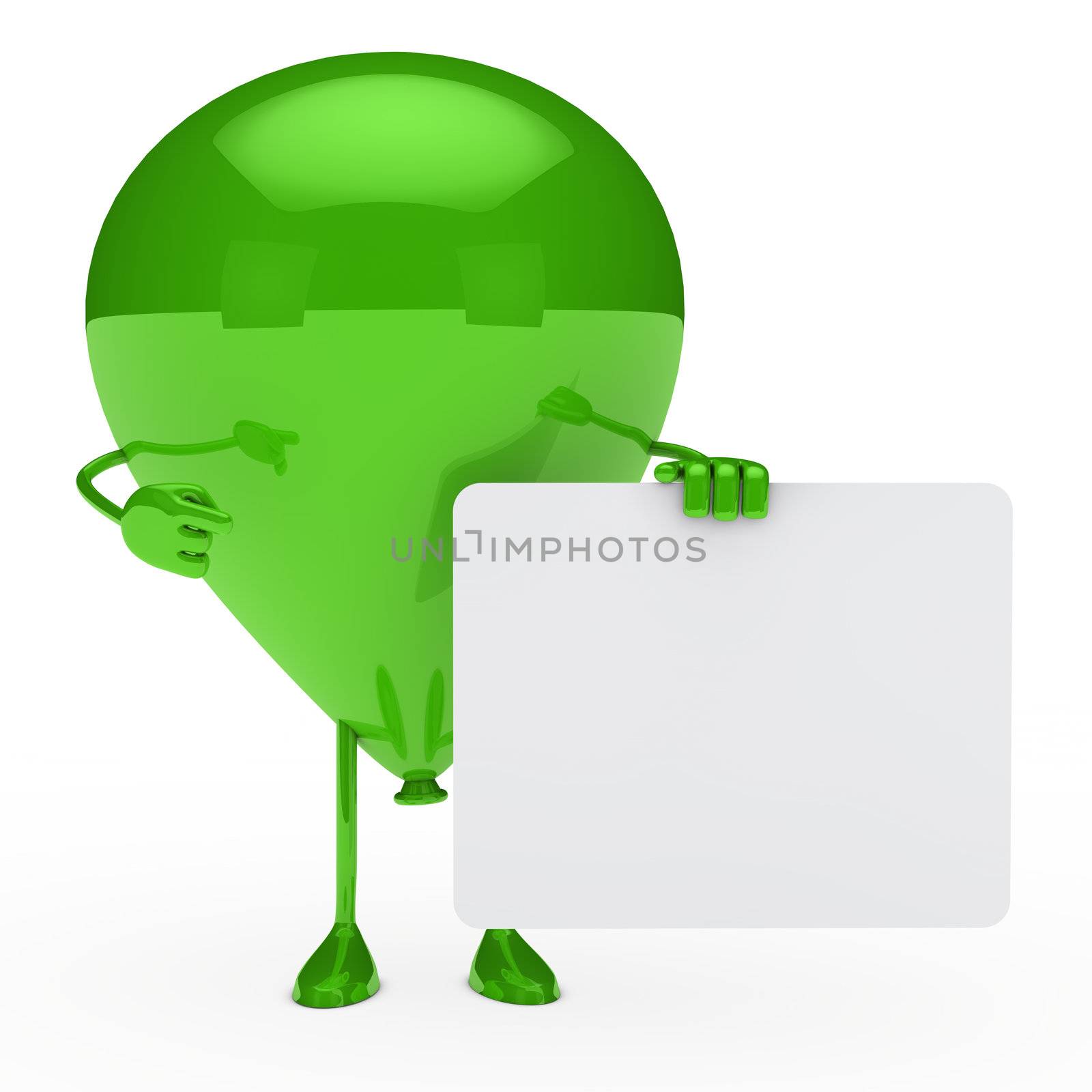 green party balloon shows finger on billboard