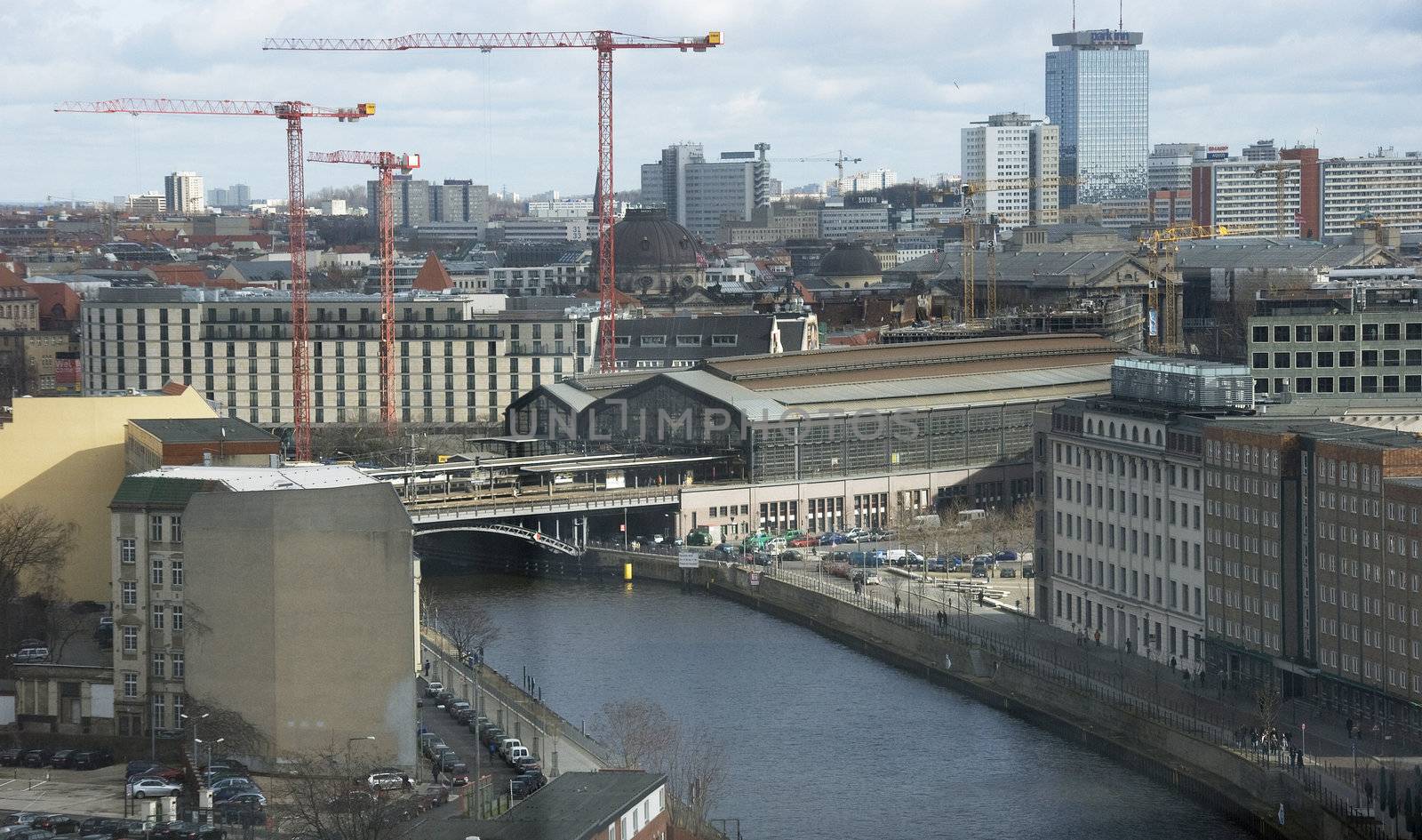 skyline berlin with the head station called hauptbahnhof friederichstrasse