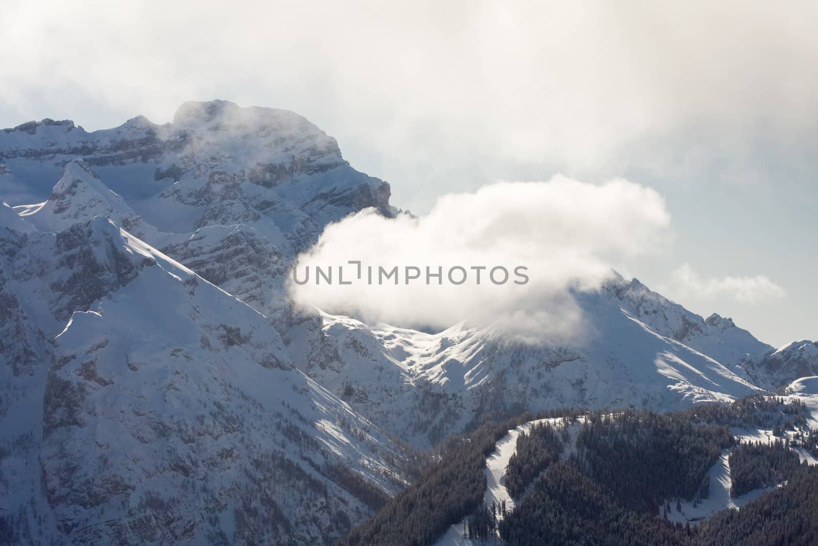 High mountains under snow in the winter, Italy