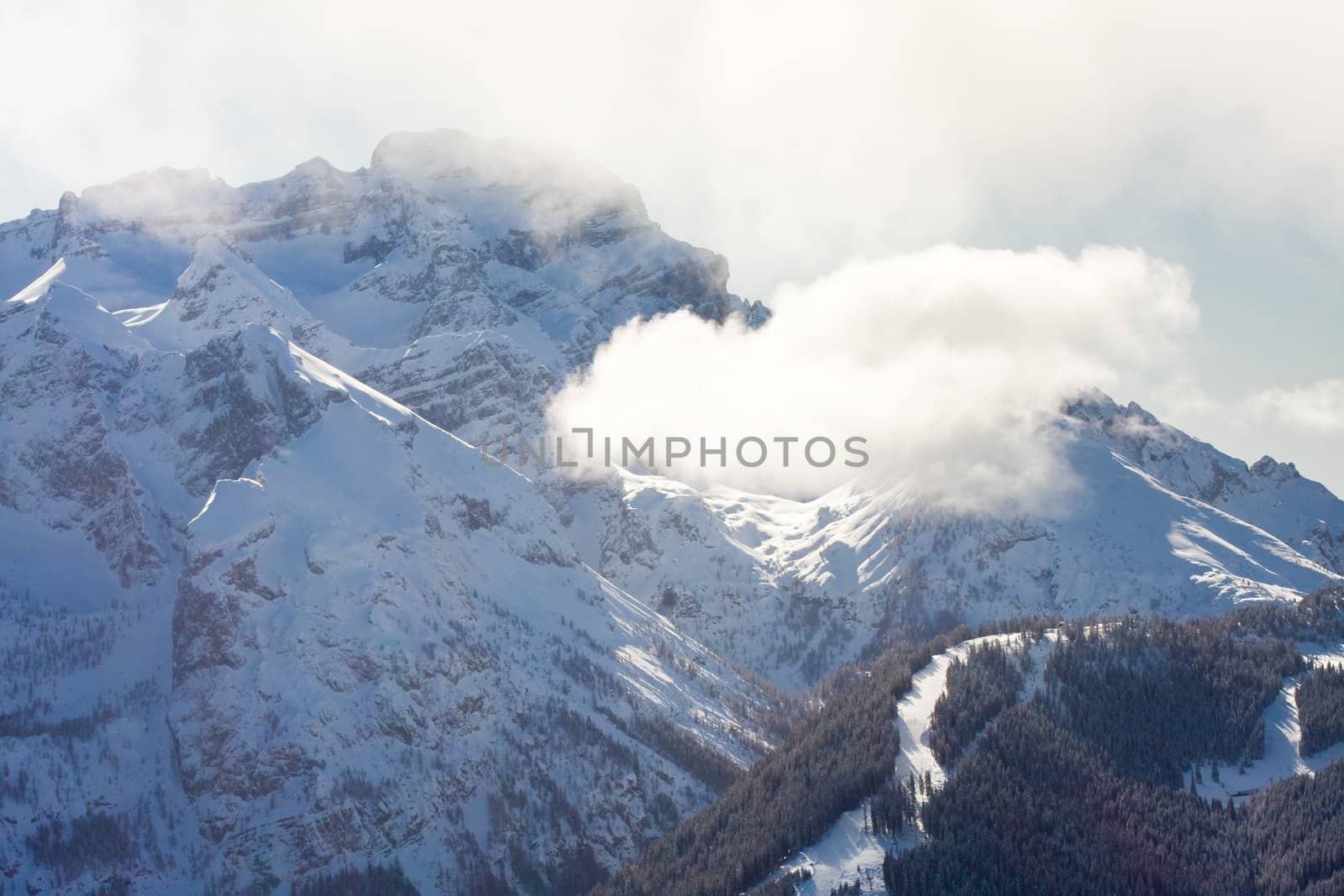 High mountains under snow in the winter, Italy