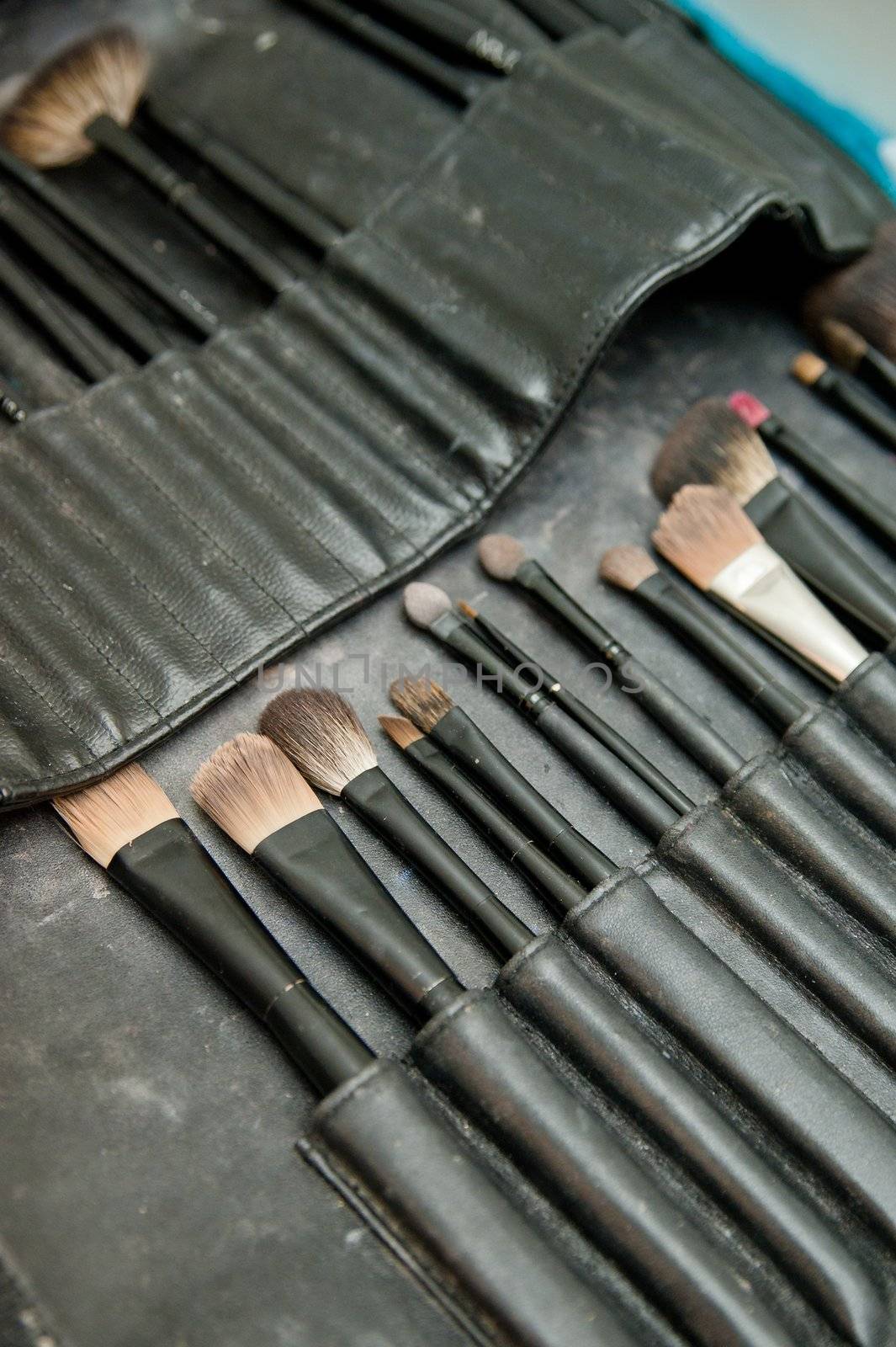 Brushes set to Make-up in a tool bag