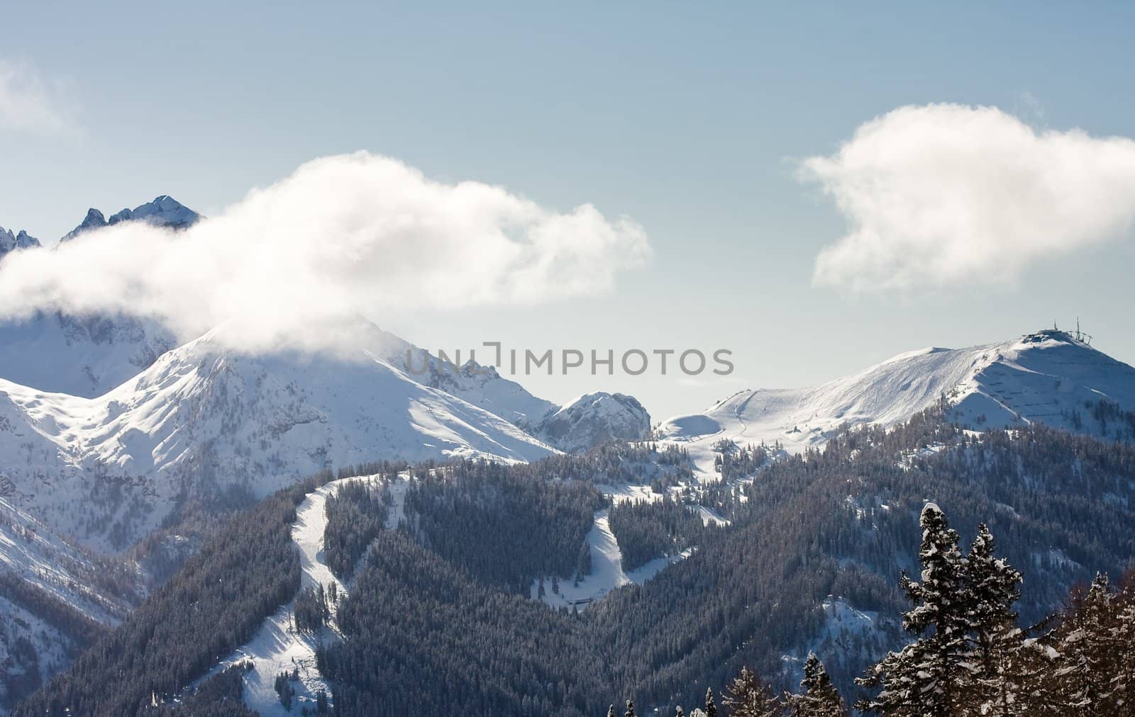 High mountains under snow in the winter, Italy