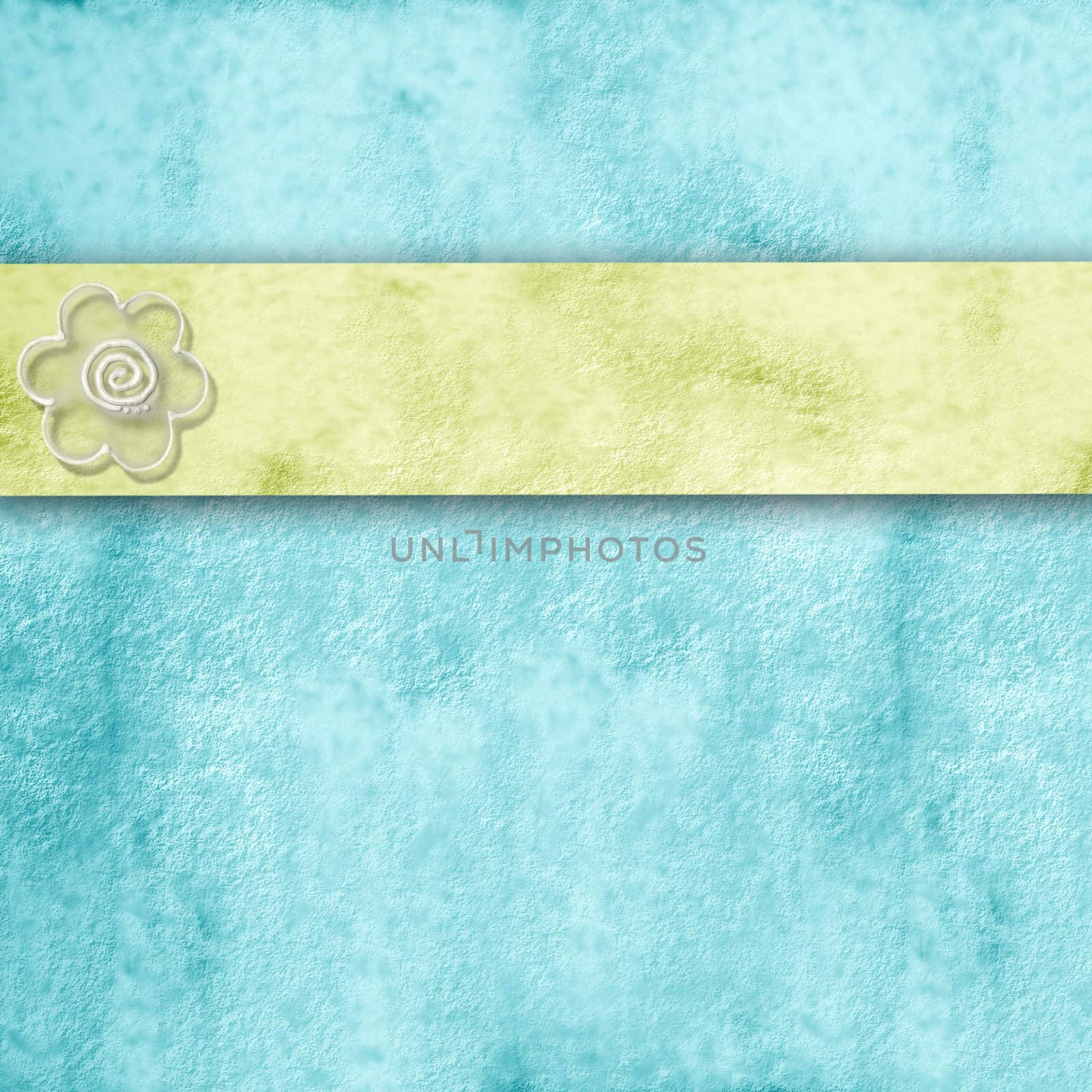 spring blue  background with vintage grunge texture and scratch design ribbon