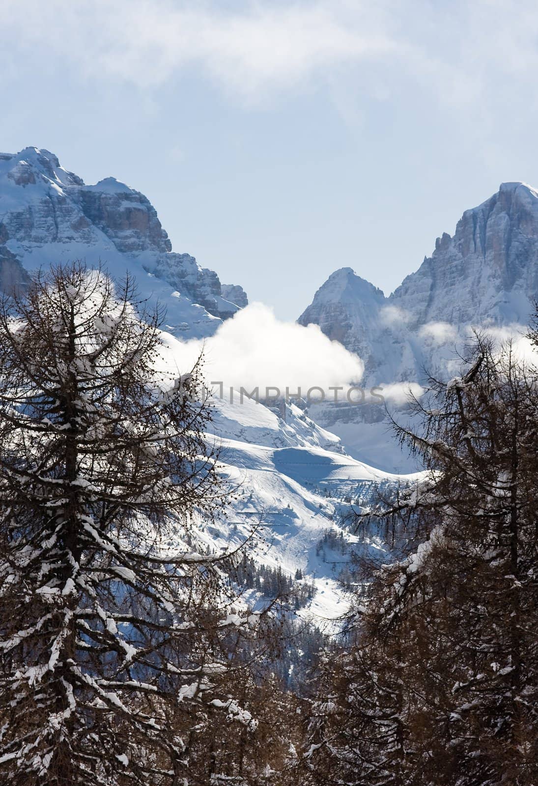 High mountains under snow in the winter, Italy