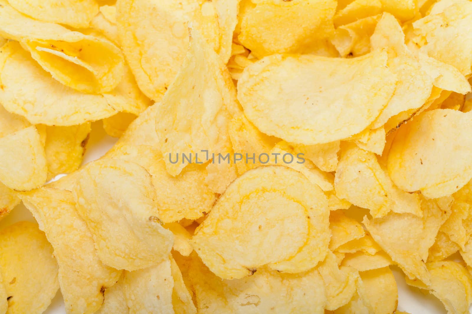 potato chips isolated on white background 