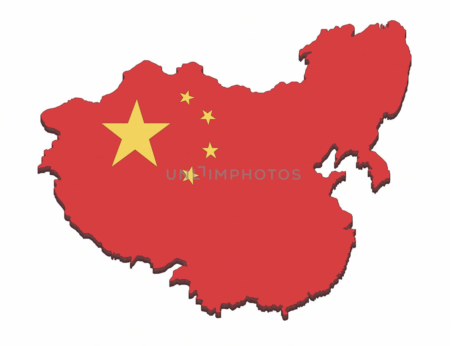 Chinese borders with Chinese flag inside isolated on white.