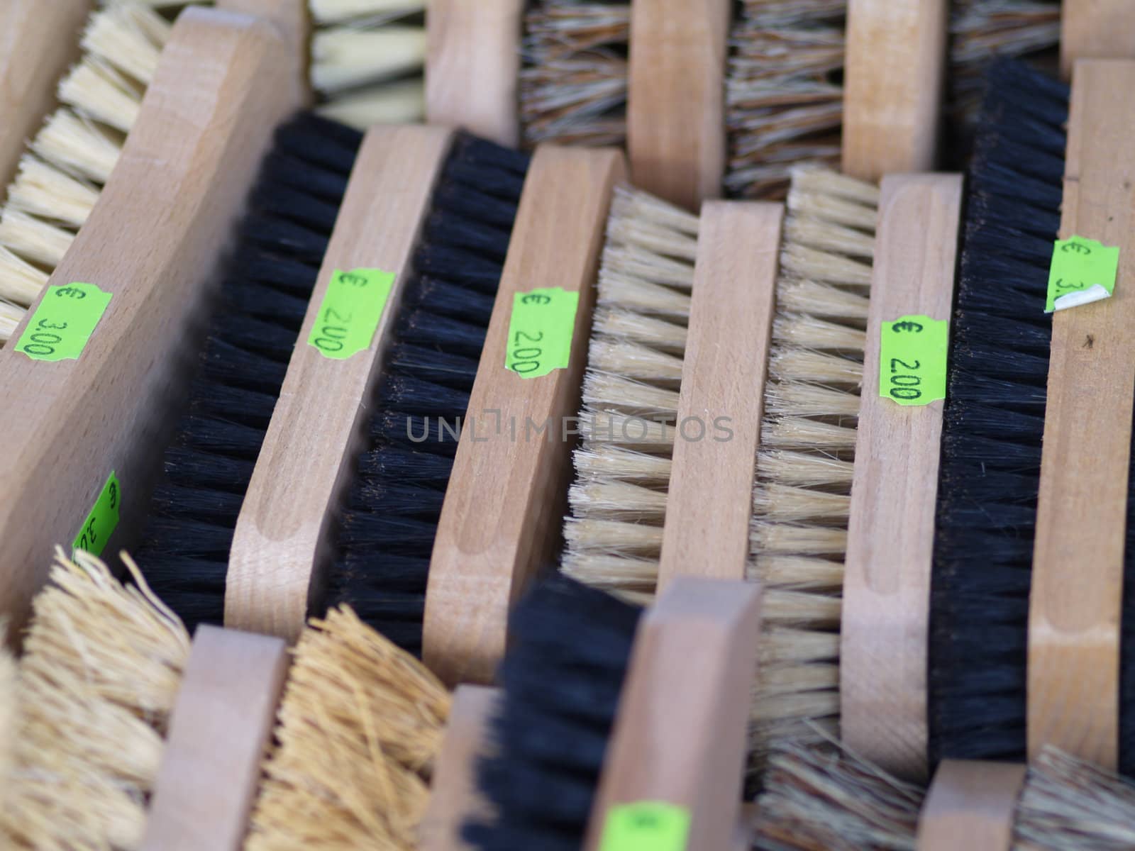 clothbrushes on market stall