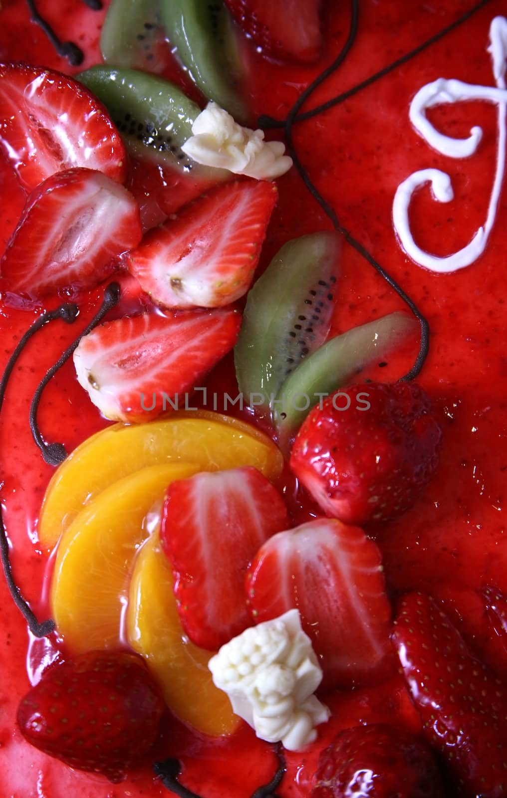 Piece of a pie with fruit