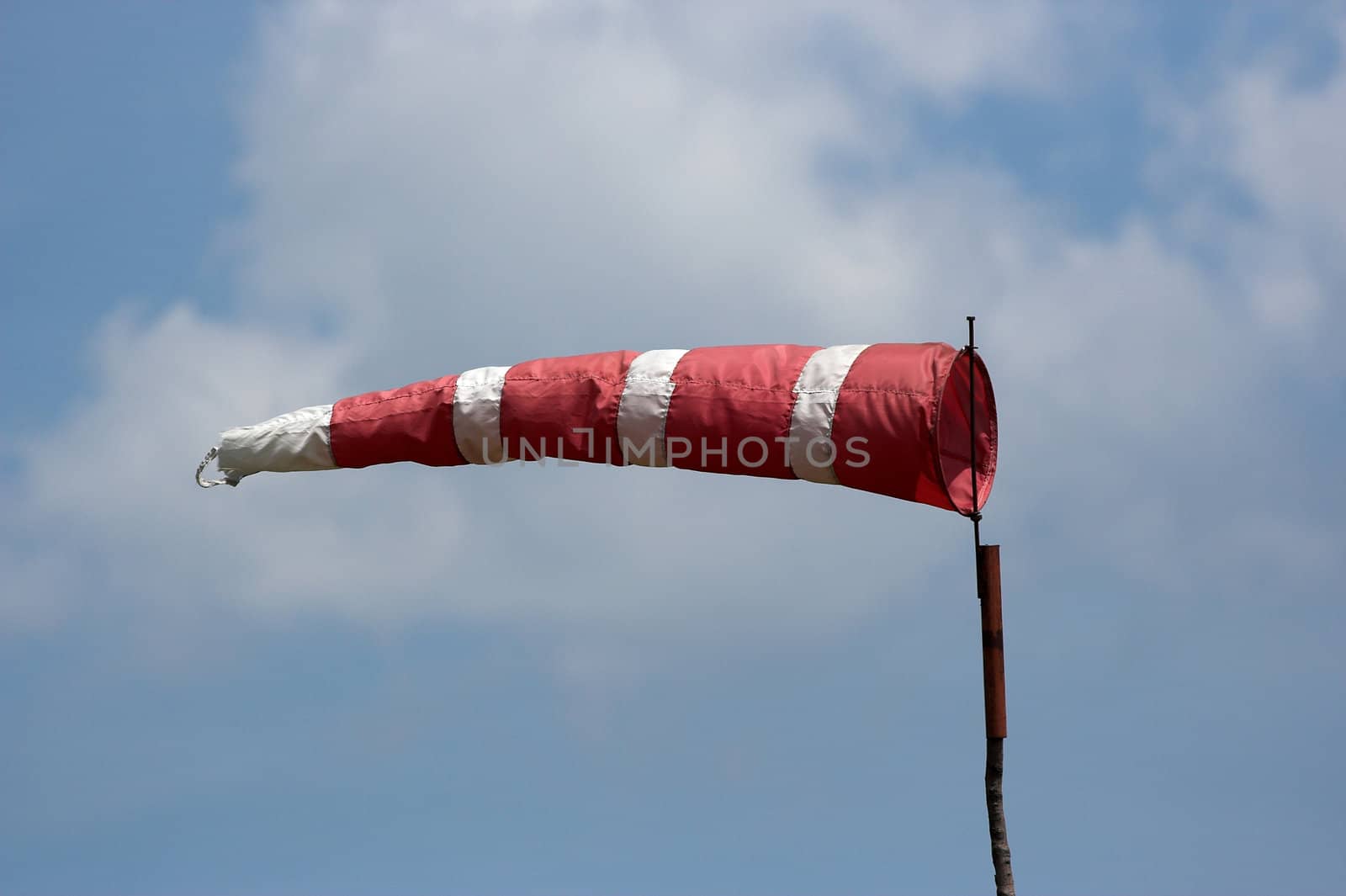 A  wind sock over blue sky