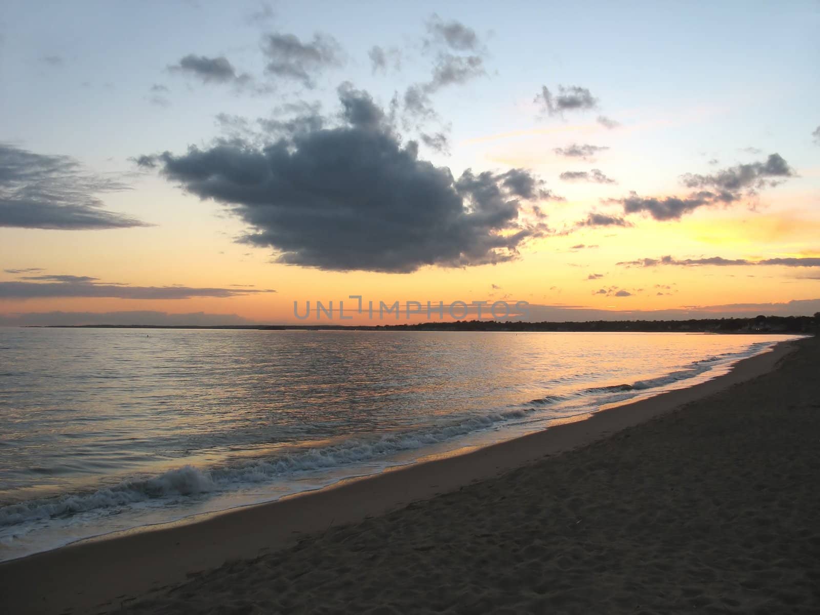 A beautiful evening at the beach, right around sunset.