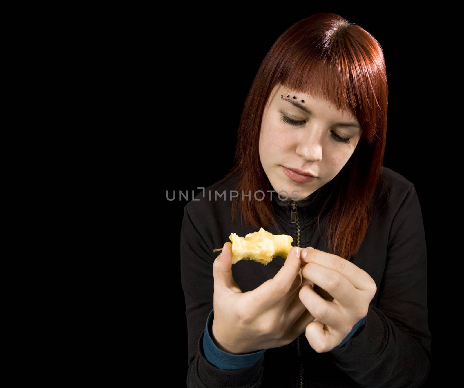 Girl eating apple. by domencolja