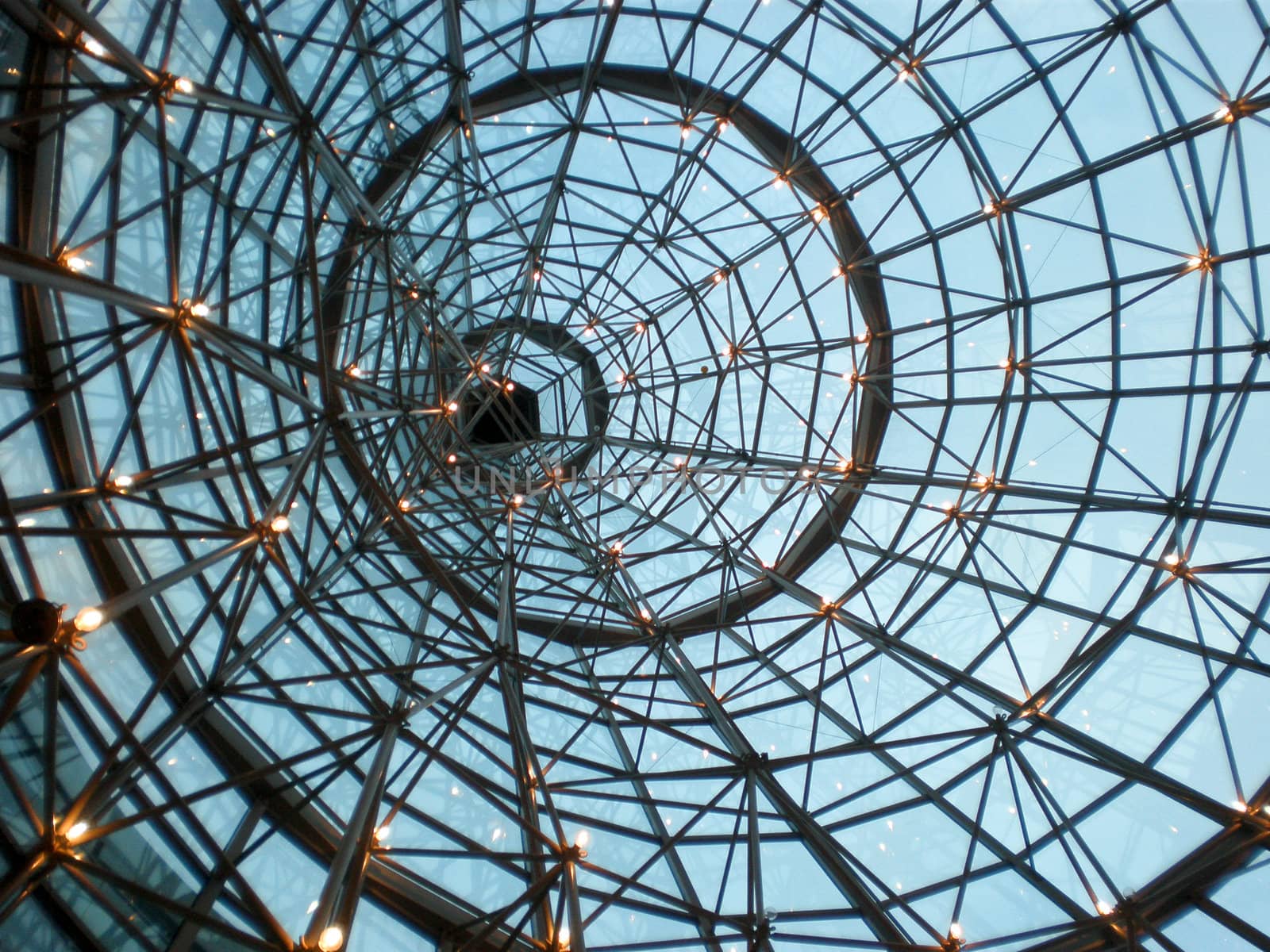 Tall metallic structure facing towards the sky