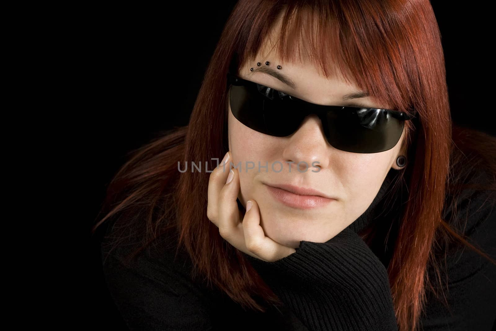 Successful girl wearing sunglasses by domencolja