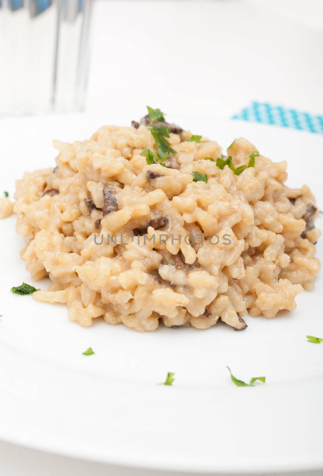 Typical Italian Risotto With Mushrooms - Risotto Con Funghi