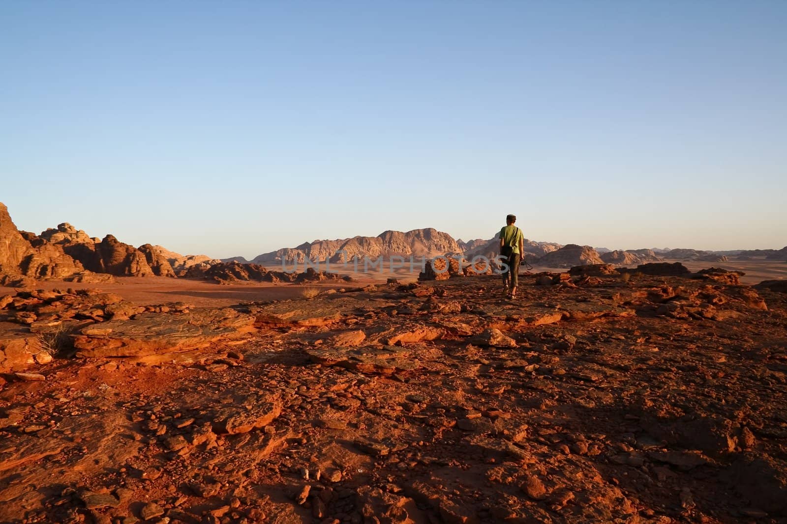 Tourist in desert Wadi Rum. Jordan by nikolpetr