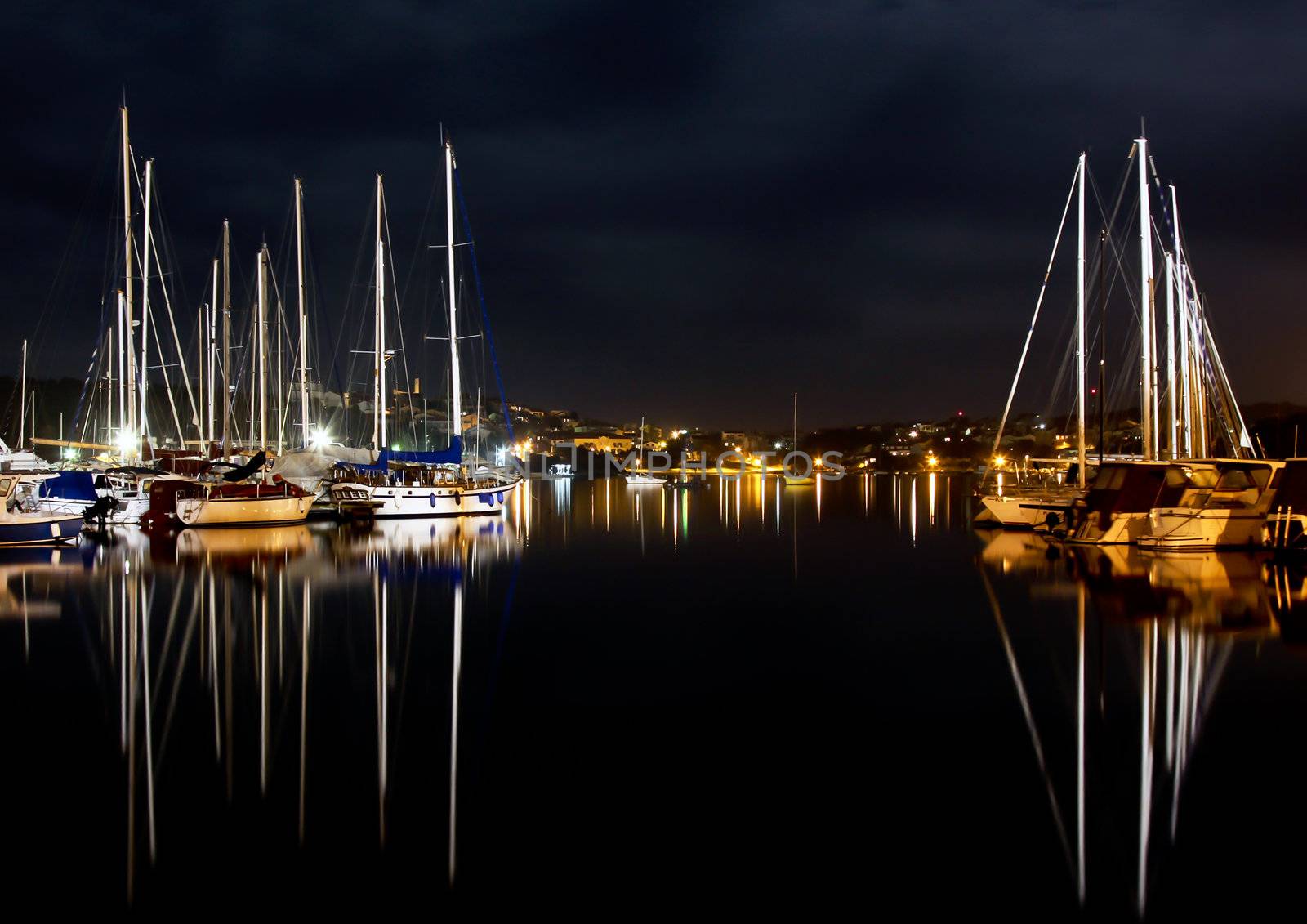 winter night when yachts sleeps