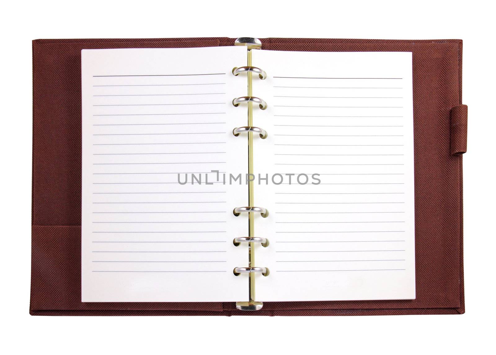 Brown canvas binder notebook isolated on white 