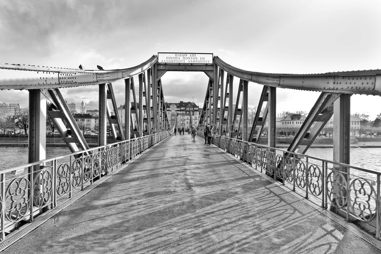 The iron bridge in Frankfurt Germany. It is one of the many attractions of the city.