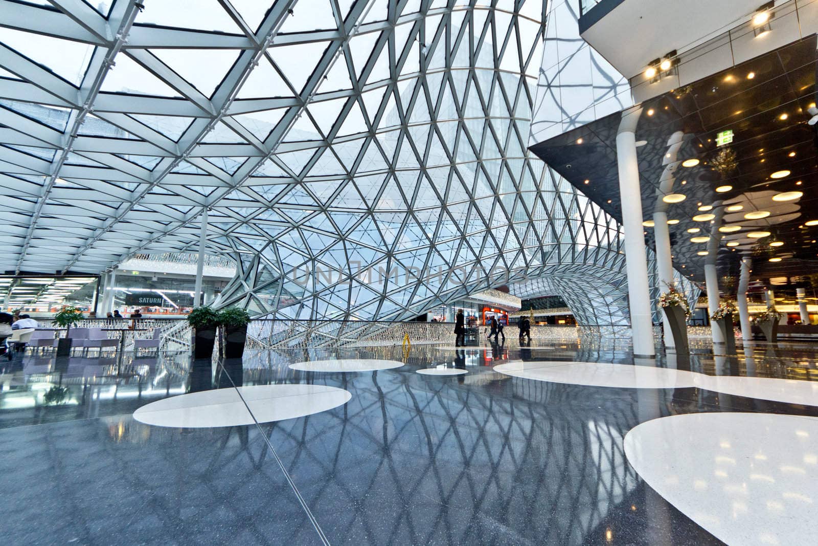 The interior of MyZeil Shopping Mall in Frankfurt Germany