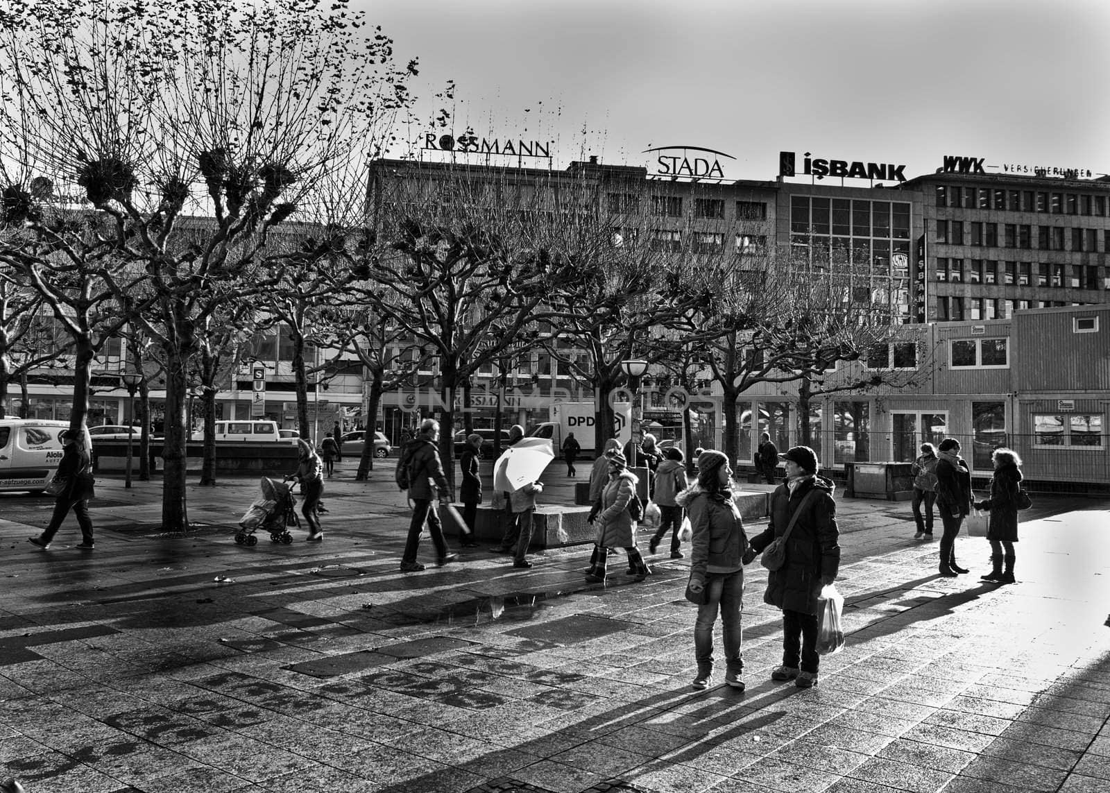 People on the streets of downtown Frankfurt Germany