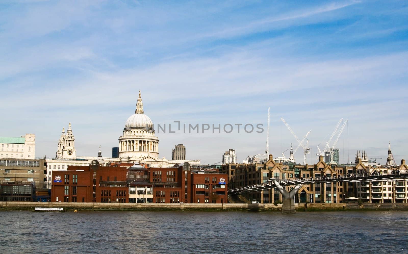 View of St Paul's cathedral and Millennium bridge, London