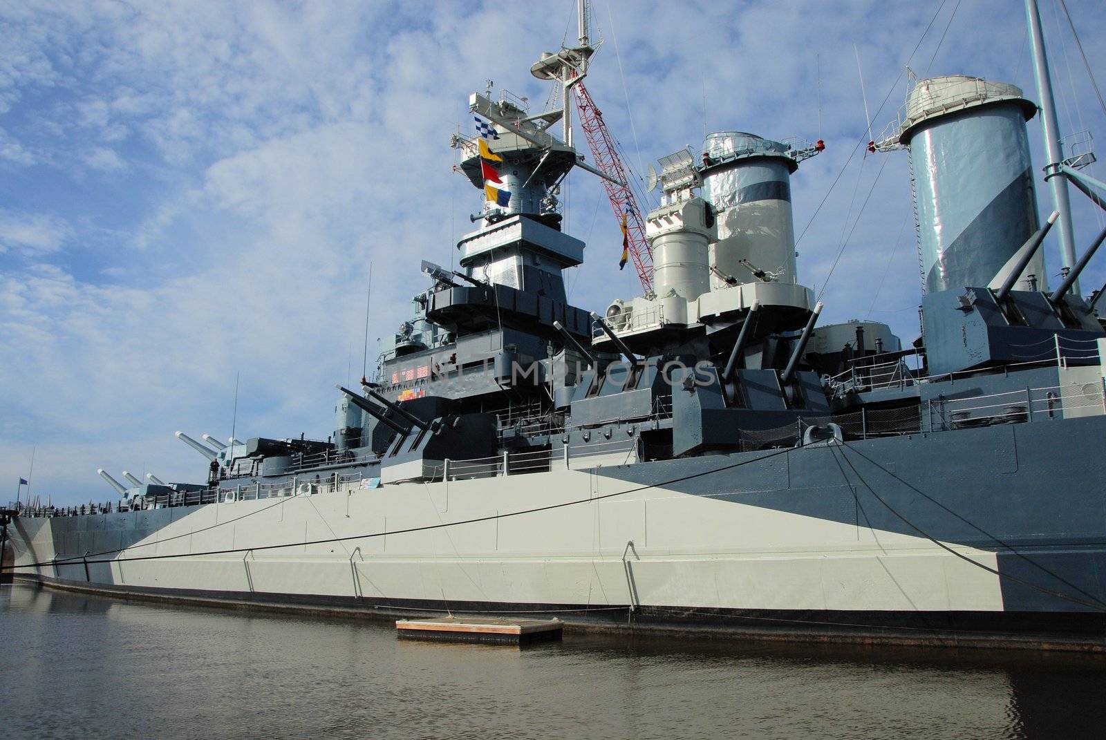 An old world war two battleship converted to a museum.