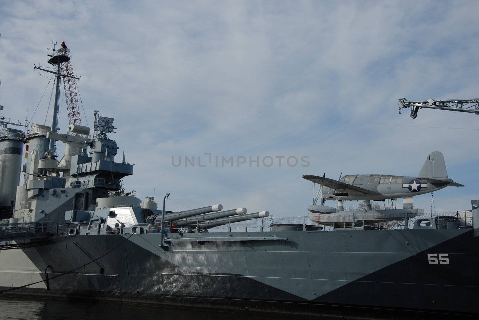 An old world war two battleship converted to a museum.