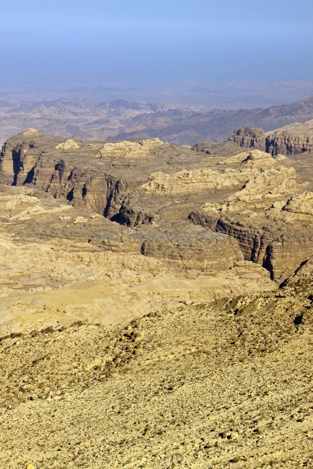 Rocky desert of southern Jordan in Asia