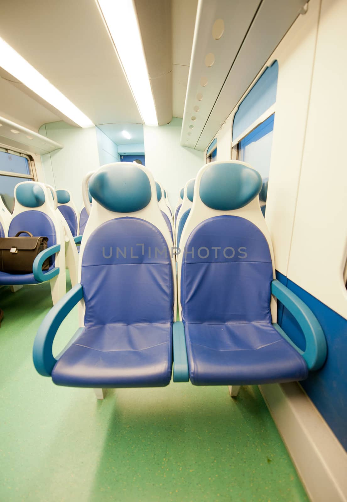 Inside a train without persons