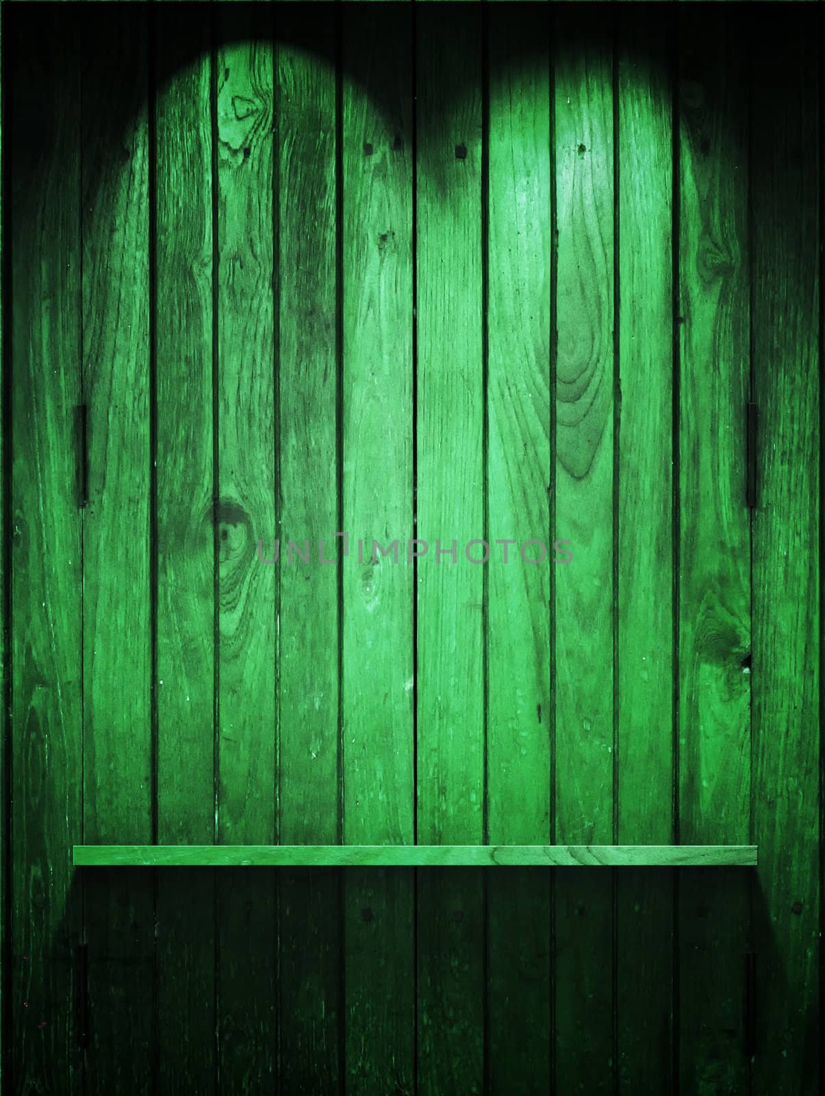 Texture of Green Wood panel and shelf for background