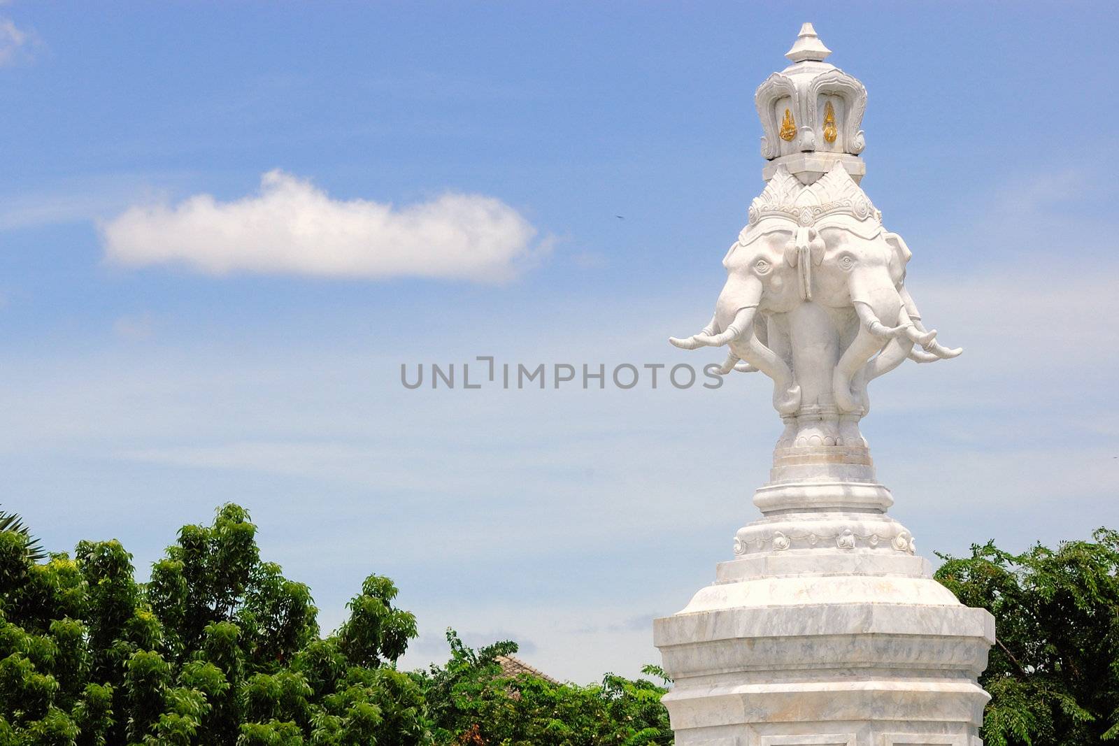 Four heads elephant statue landmark. by ngungfoto