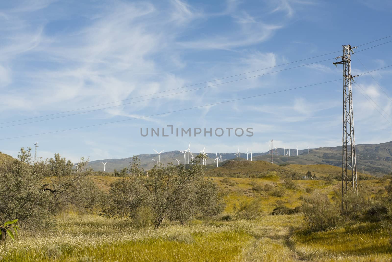 Wind Turbines and Electric Pole by Brigida_Soriano