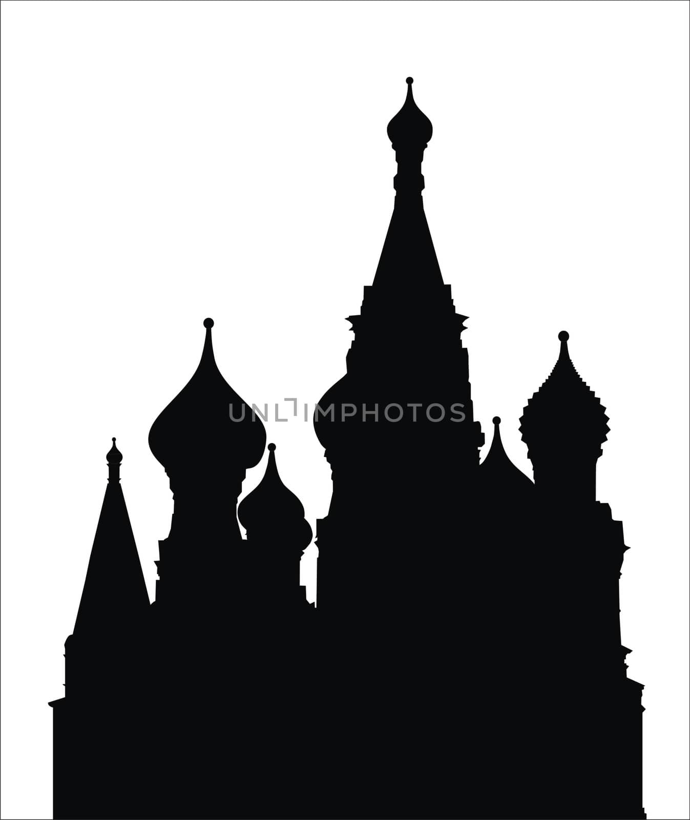 very big size saint basil cathedral black silhouette illustration