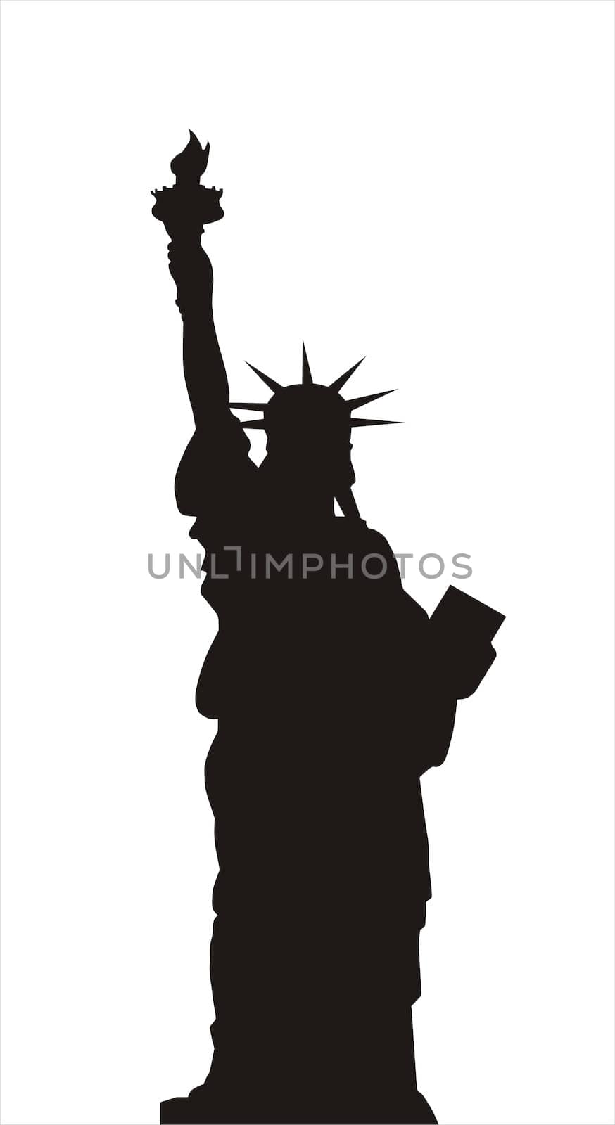 very big size statue of liberty black silhouette illustration