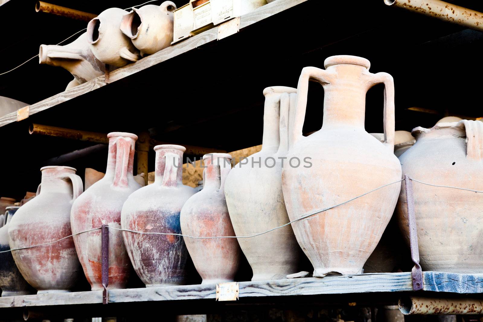 2200 years old amphoras for whine, Pompei site, Italy