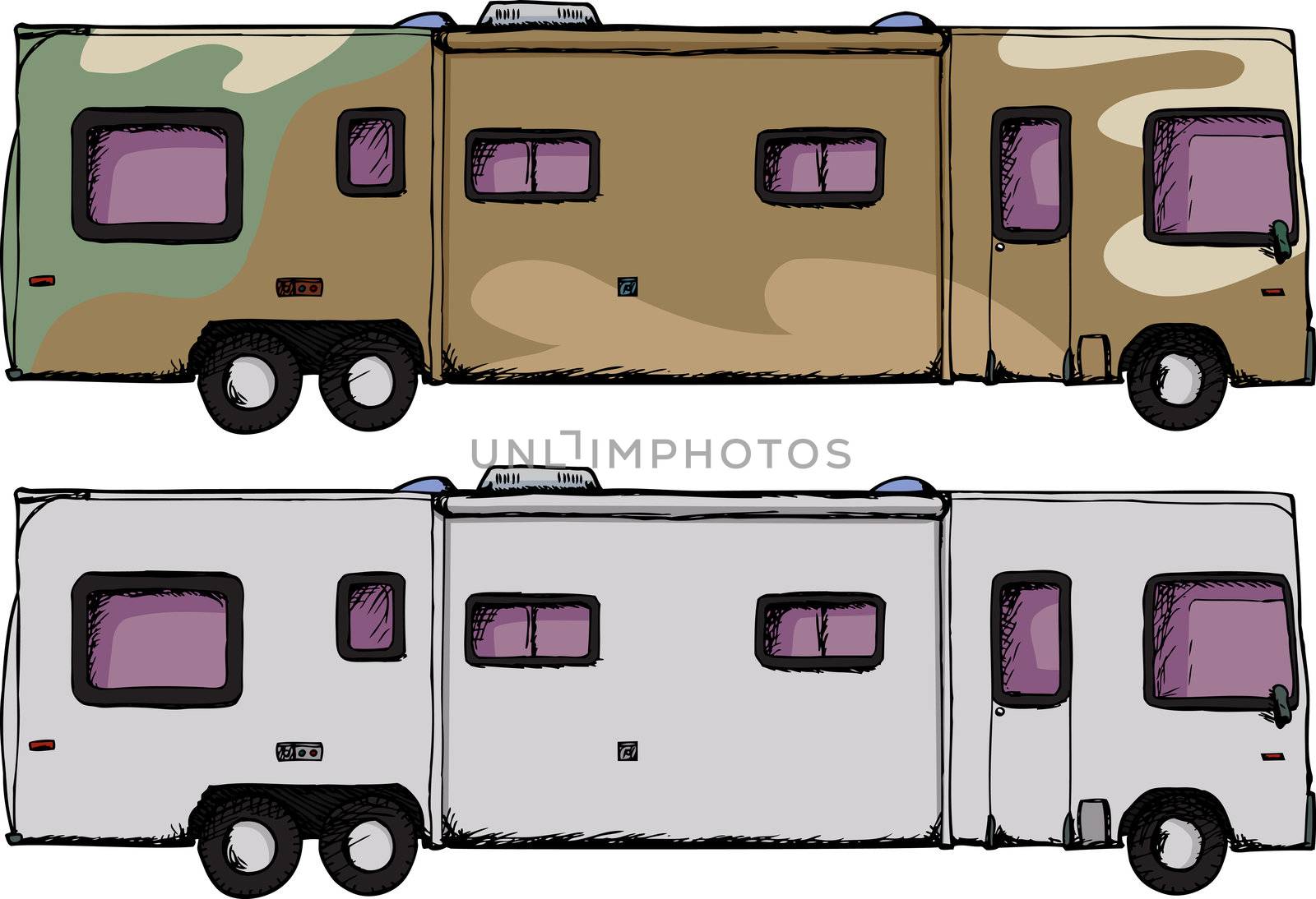 Long generic recreational vehicle isolated over white