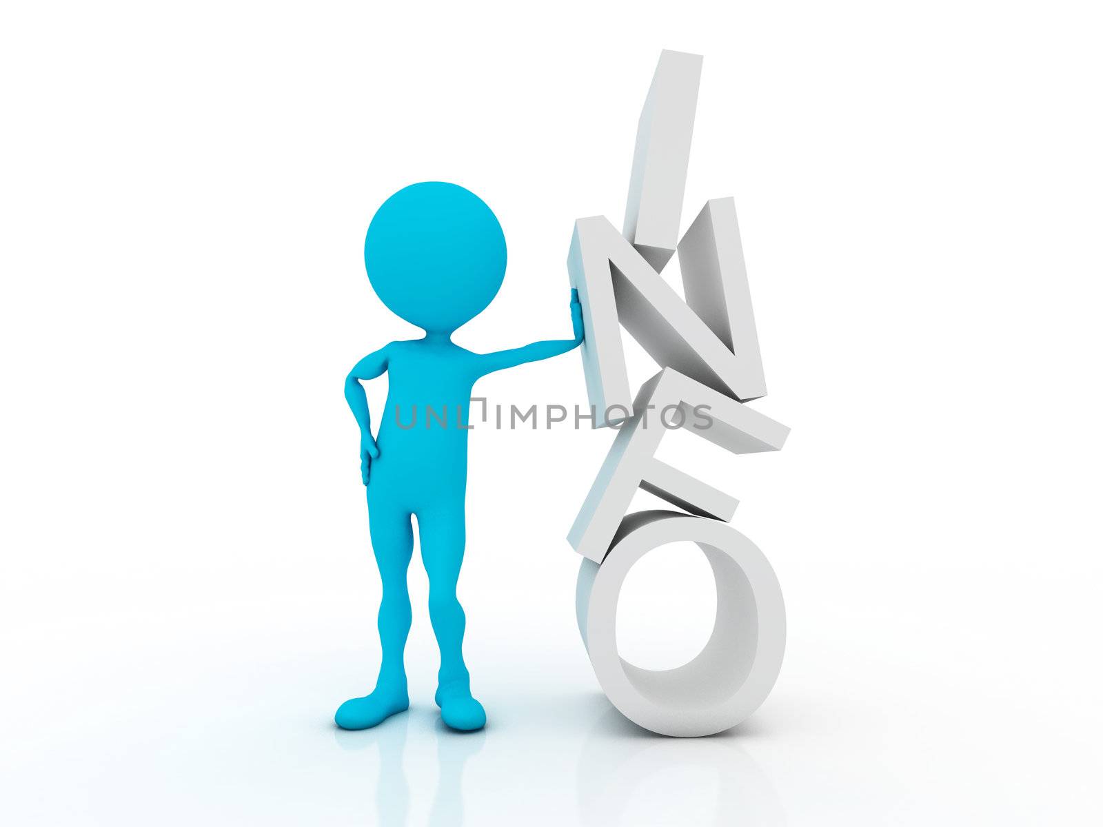 3d people - human character and word "info". 3d render illustration