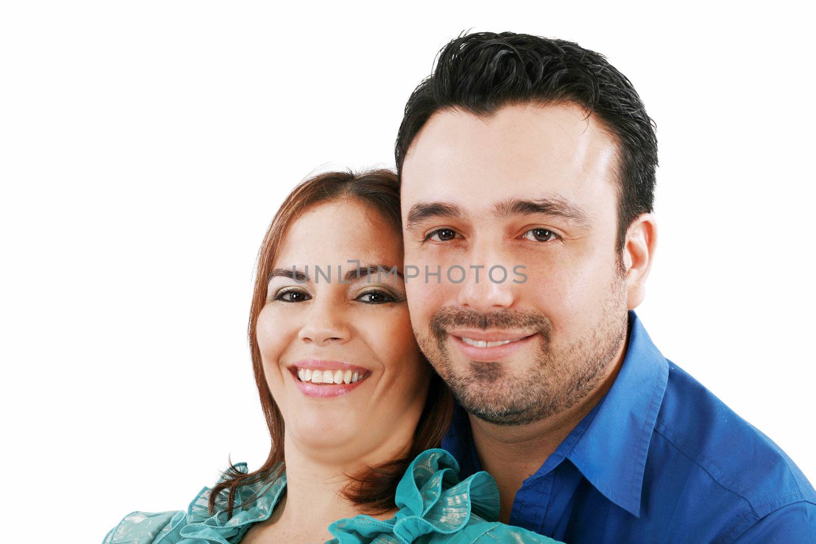 Portrait of a beautiful young happy smiling couple - isolated by dacasdo