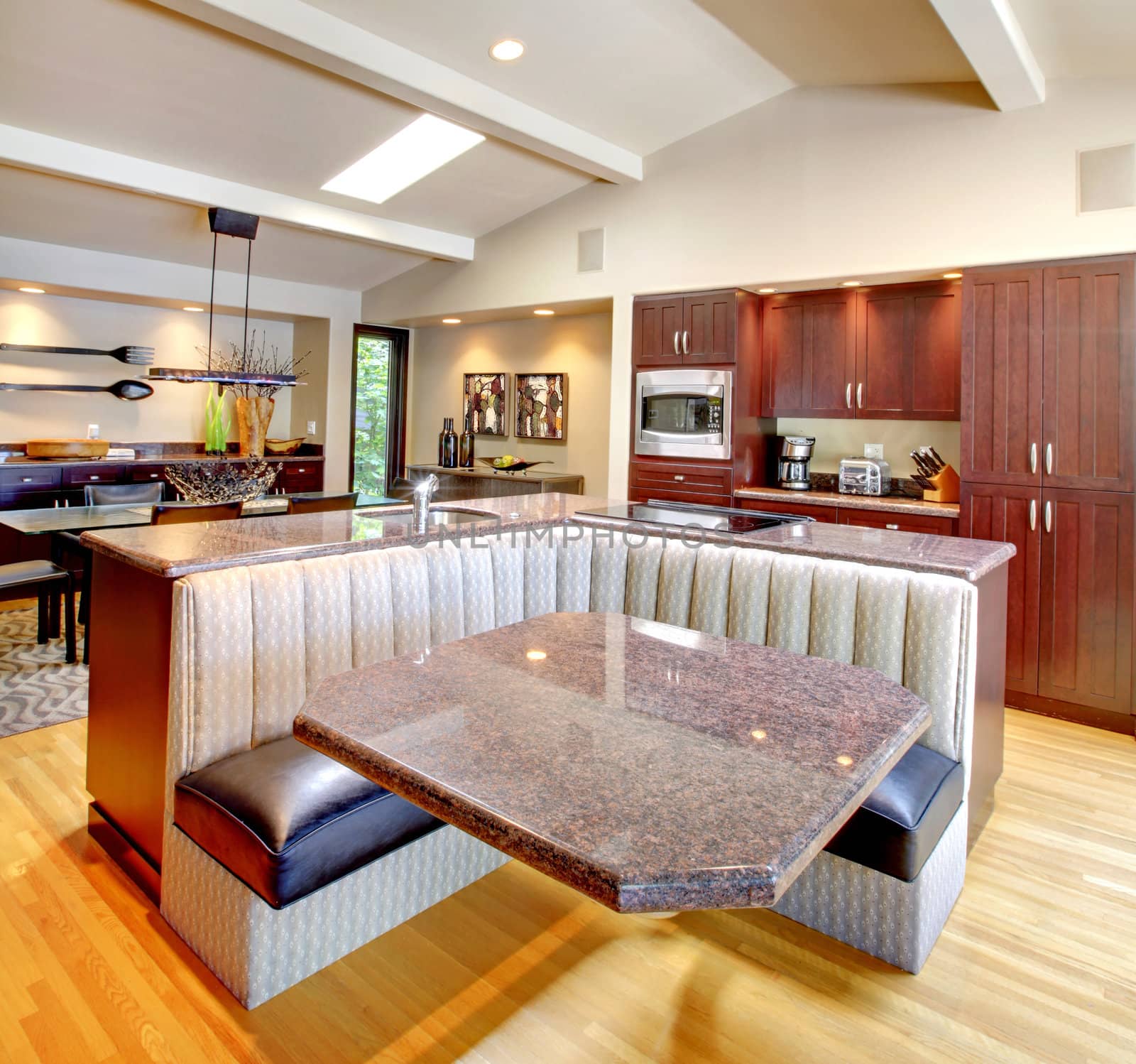 Luxury mahogany Kitchen with modern custom furniture design.