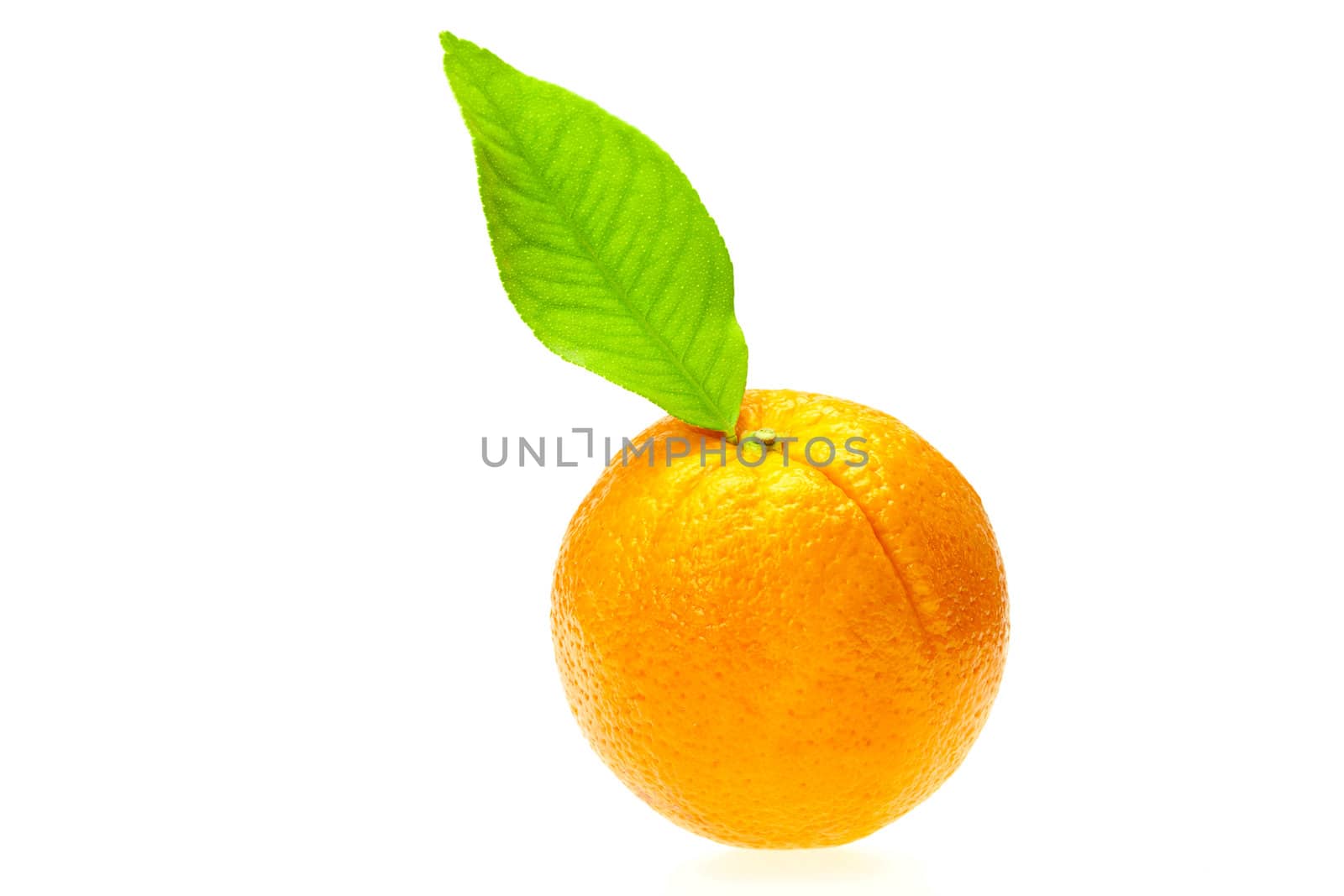 oranges with green leaf isolated on white by jannyjus