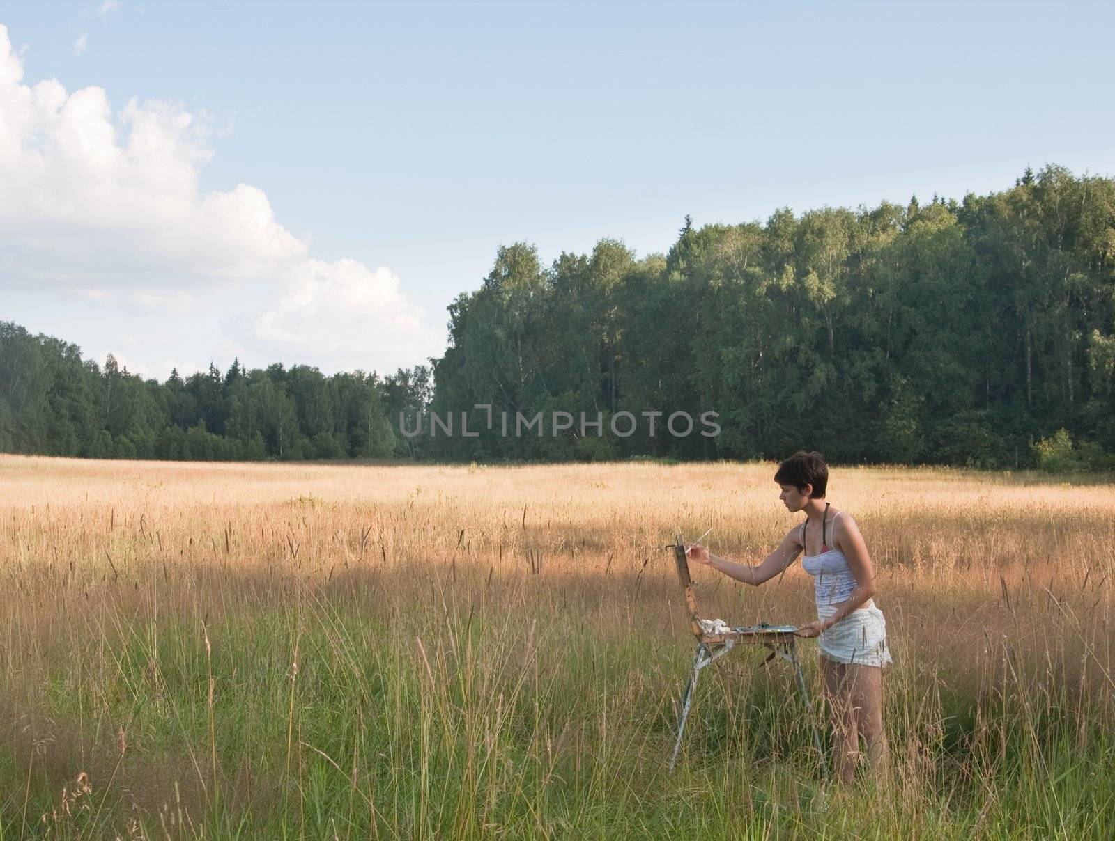 Painter-girl en plein air by nikolpetr